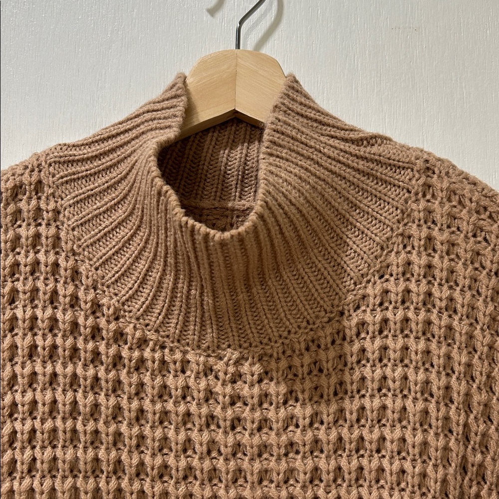 UNBRANDED WOMENS MOCK NECK BATWING BROWN KNIT PULLOVER SWEATER Sz MD - Picture 4 of 8